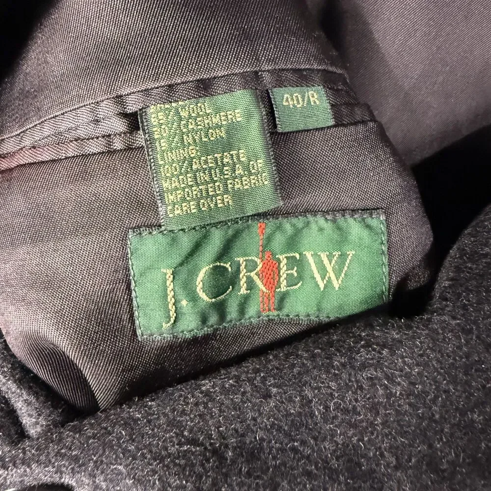 Vtg 90s J Crew Blazer Mens 40R Wool Cashmere Gray Oarsman Soft USA Made 3 Button